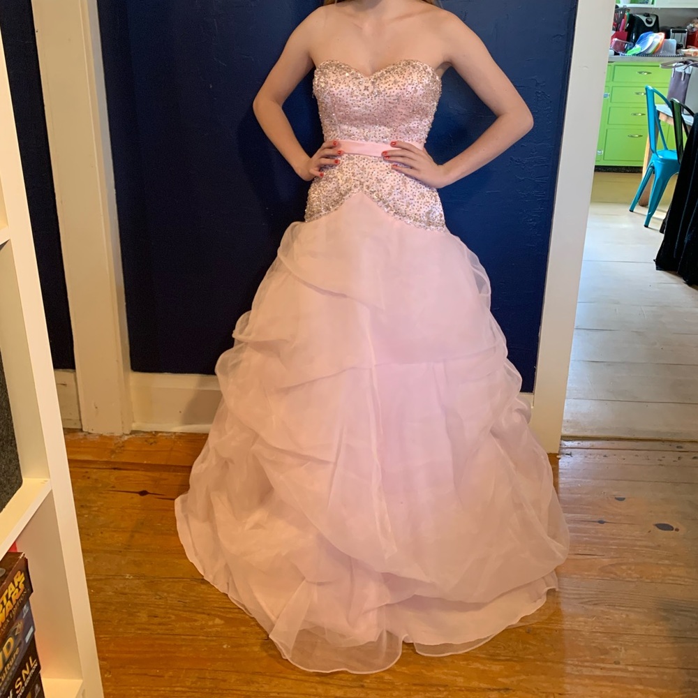 Pink beaded pageant prom wedding dress